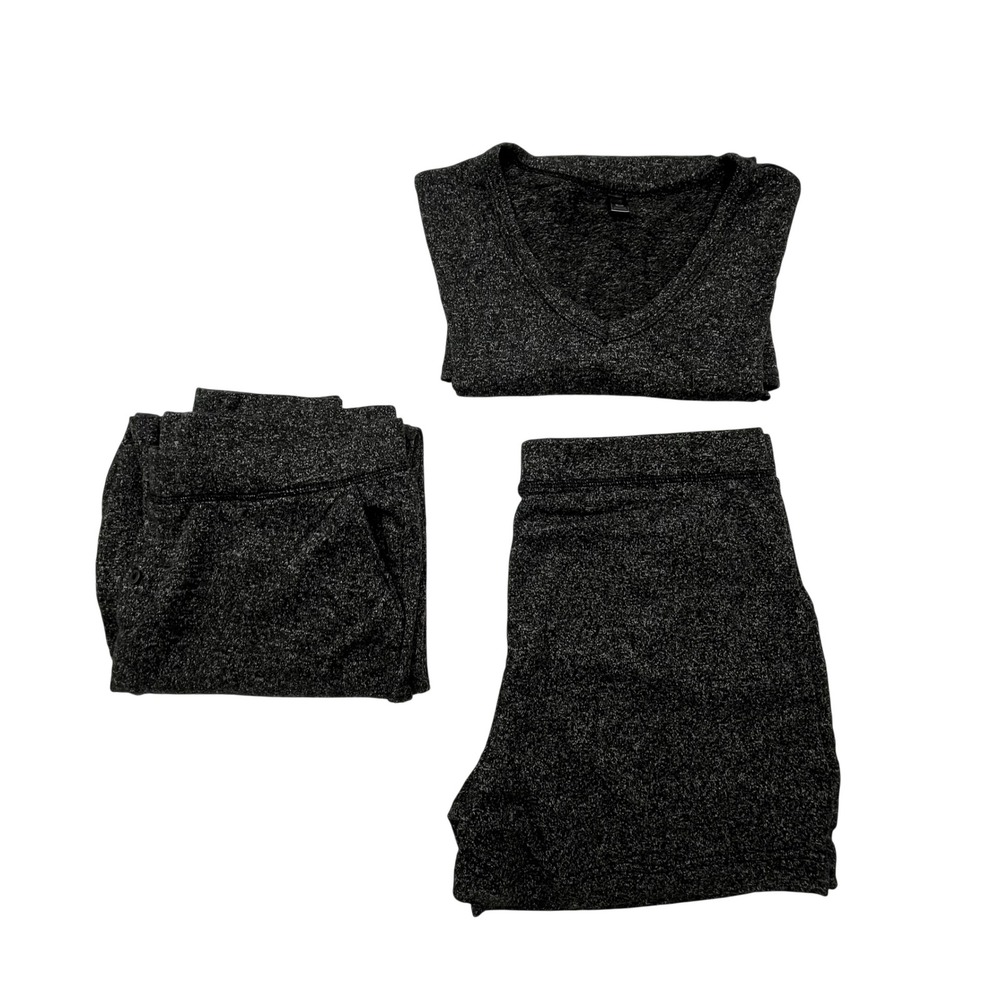 32 Degrees Cool Mens 3 Piece Sleepwear Set Charcoal Heather Space Dye Size M